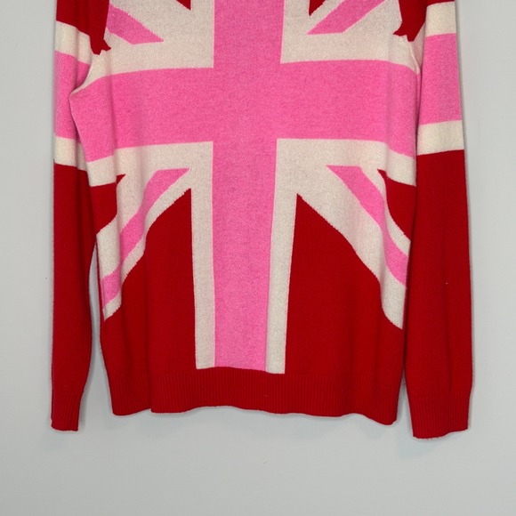 Boden Marianne Red Pink Union Jack 100% Cashmere V-Neck Cardigan Sweater Medium - Picture 10 of 10